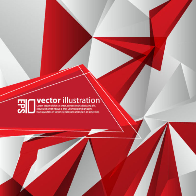 抽象矢量红色几何元素设计背景