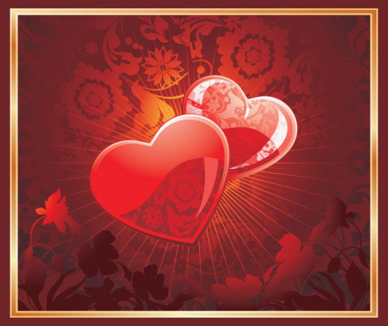 圣瓦伦丁卡红心矢量