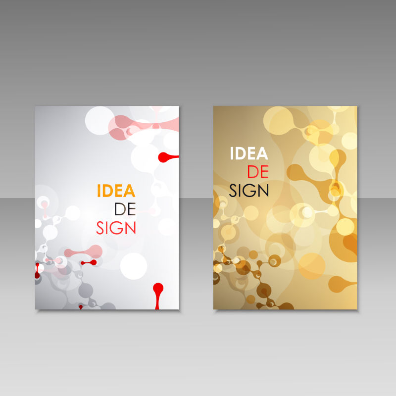 创意矢量现代几何分子元素的商业宣传单