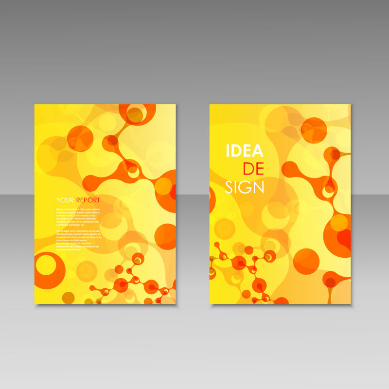 抽象矢量彩色几何分子元素的宣传单设计