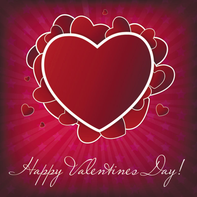 矢量的心形图案情人节明信片