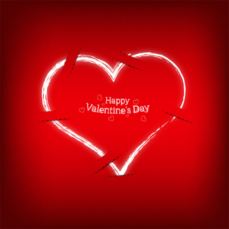 红色的爱心图案情人节明信片矢量设计