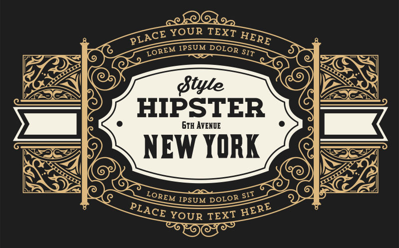 抽象矢量金色豪华纹理装饰标签设计