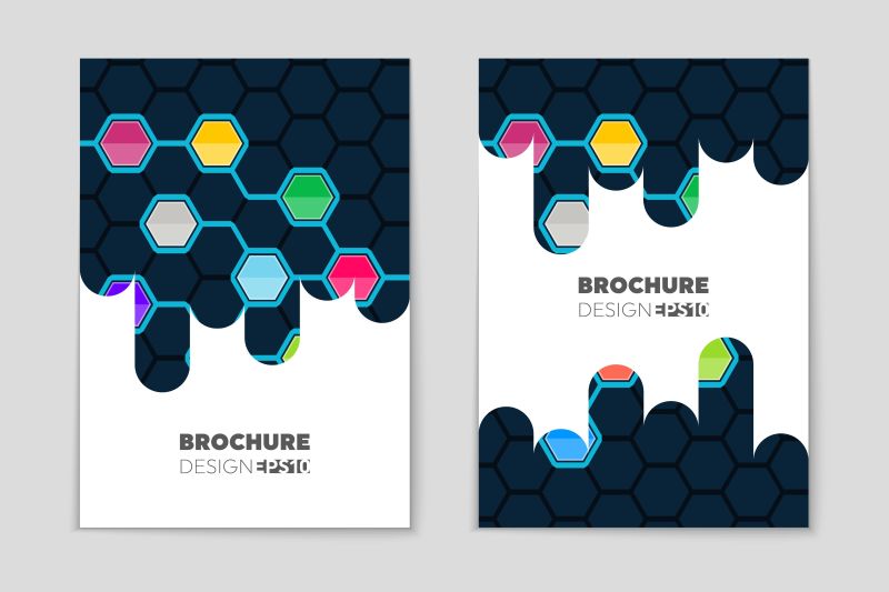 创意矢量现代彩色几何元素宣传单设计