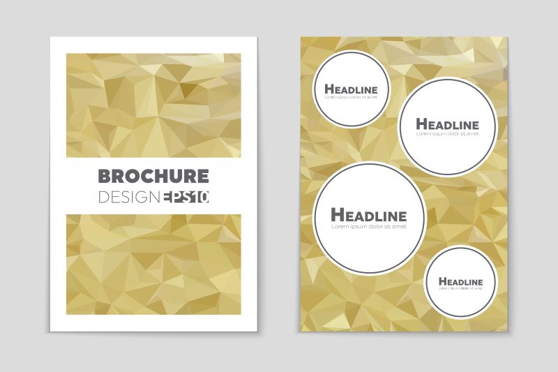 抽象矢量现代金色几何元素的宣传单设计