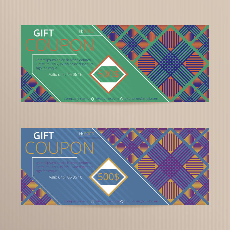 矢量插图礼品券样板