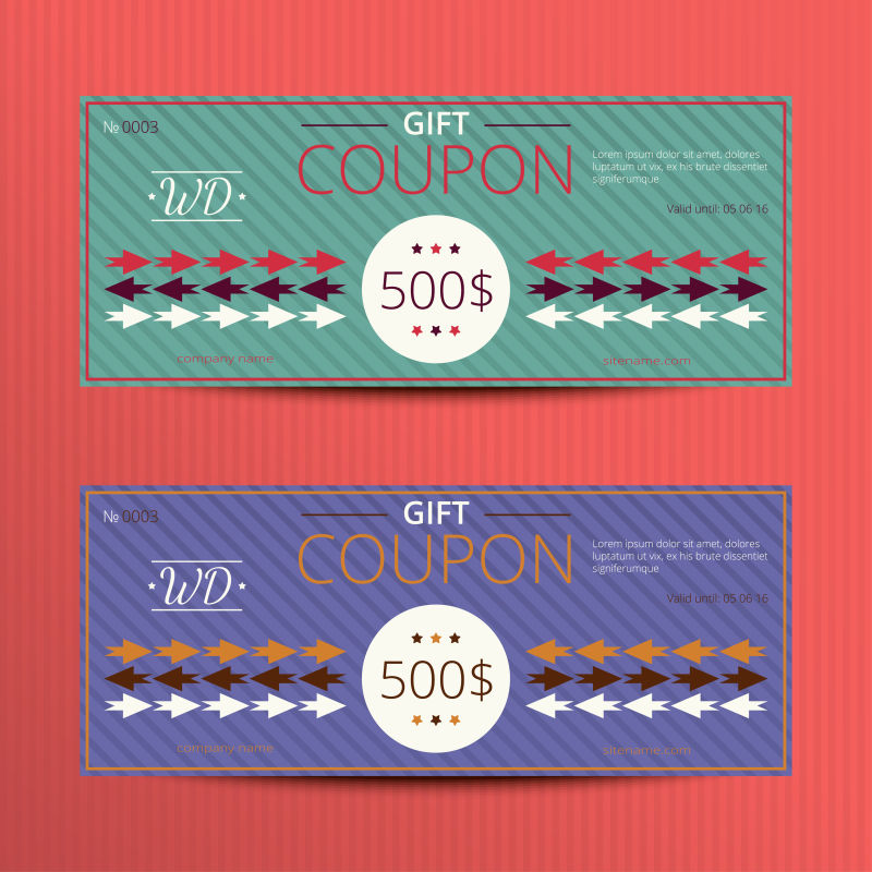 矢量礼品券几何复古设计