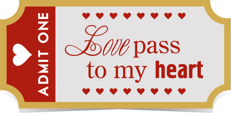 抽象爱情概念的矢量复古门票设计