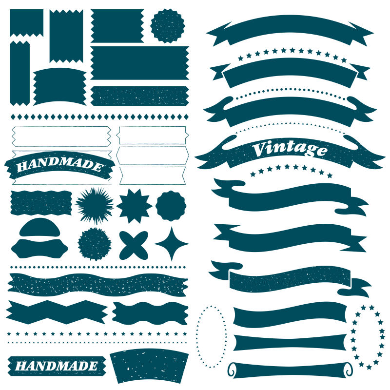 抽象矢量复古旗帜风格的装饰设计元素