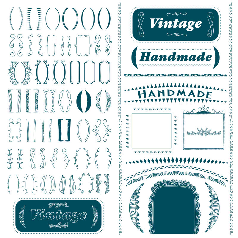 创意矢量复古风格的装饰边框元素