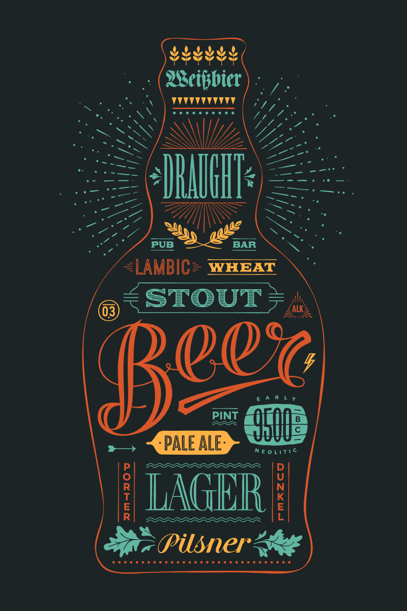 矢量复古啤酒海报设计图片