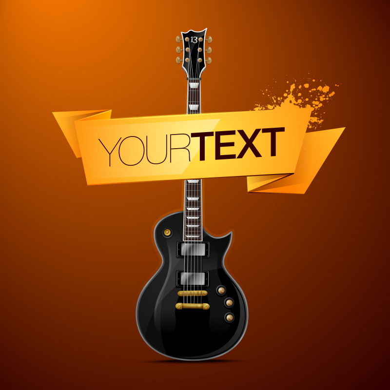 抽象矢量吉他元素的摇滚乐海报设计