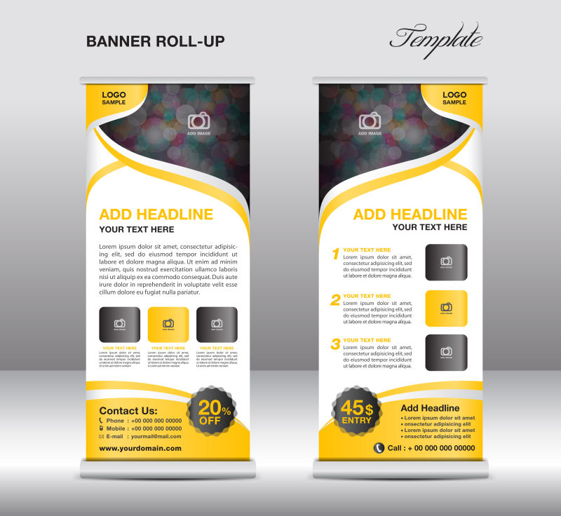 矢量黄色现代商业竖横幅设计