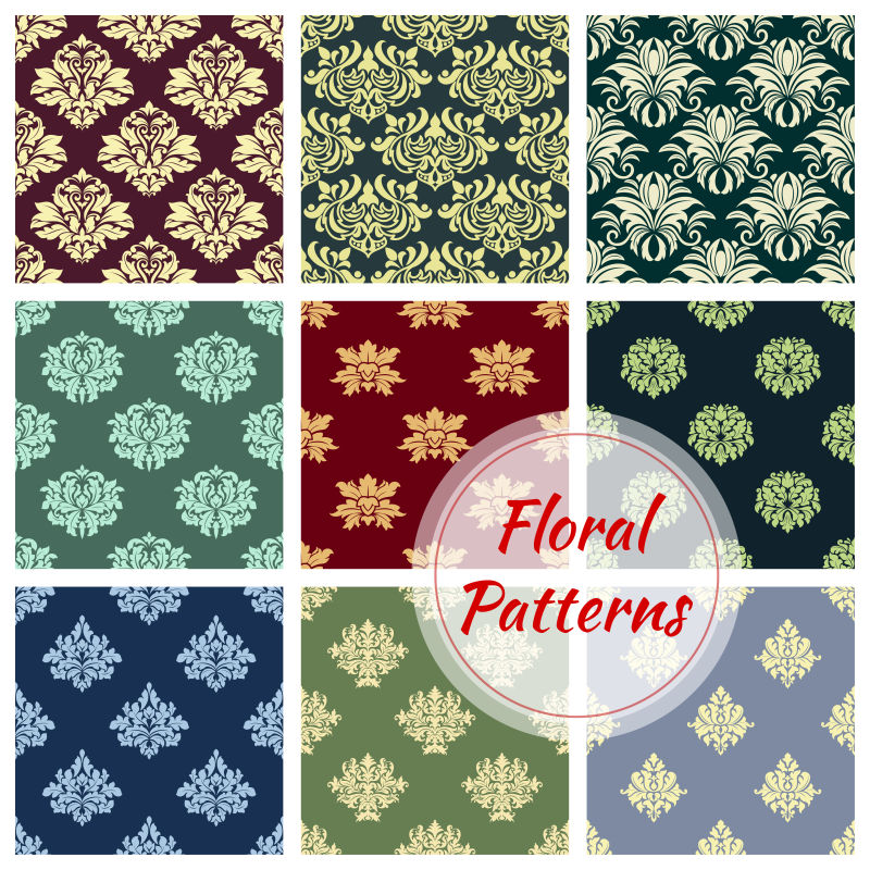 矢量无缝花卉装饰设计创意背景