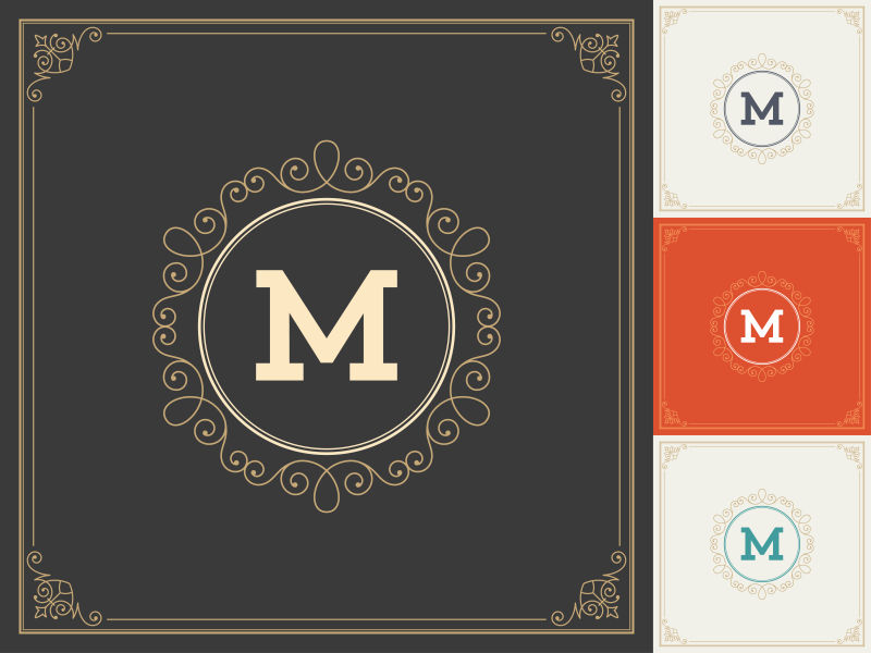 矢量字母M装饰标志