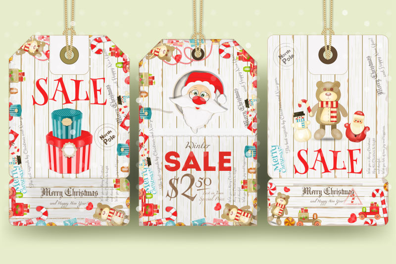 矢量圣诞节主题的销售标签设计