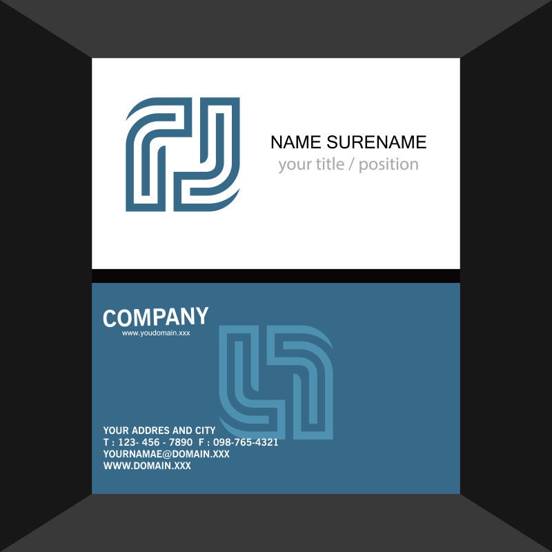 矢量的深蓝色名片设计