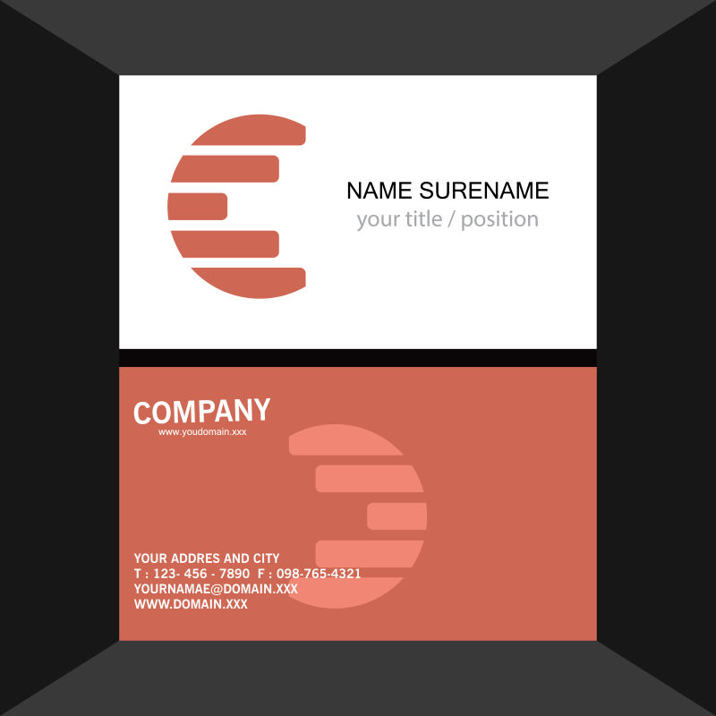 矢量橙红色的名片设计