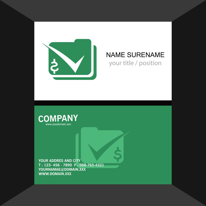 矢量深绿色的名片设计