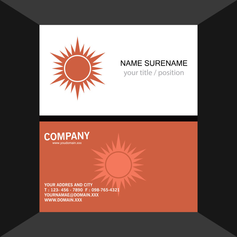 矢量现代有太阳的名片设计