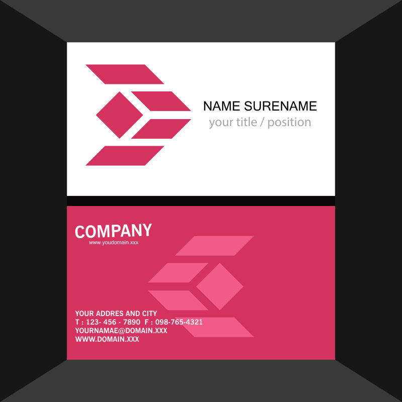 矢量玫红色名片设计