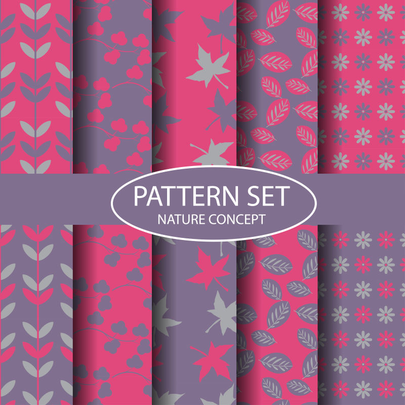 矢量自然花叶元素的无缝背景