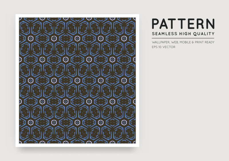 创意矢量蓝色几何元素装饰无缝背景 