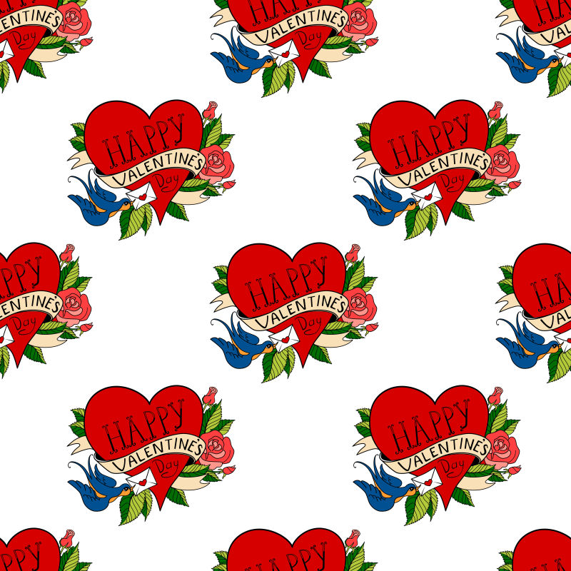 抽象矢量情人节主题的浪漫心形元素背景