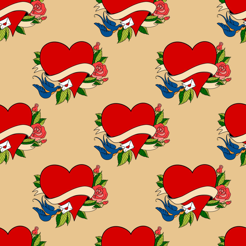 抽象矢量浪漫心形元素的设计现代背景