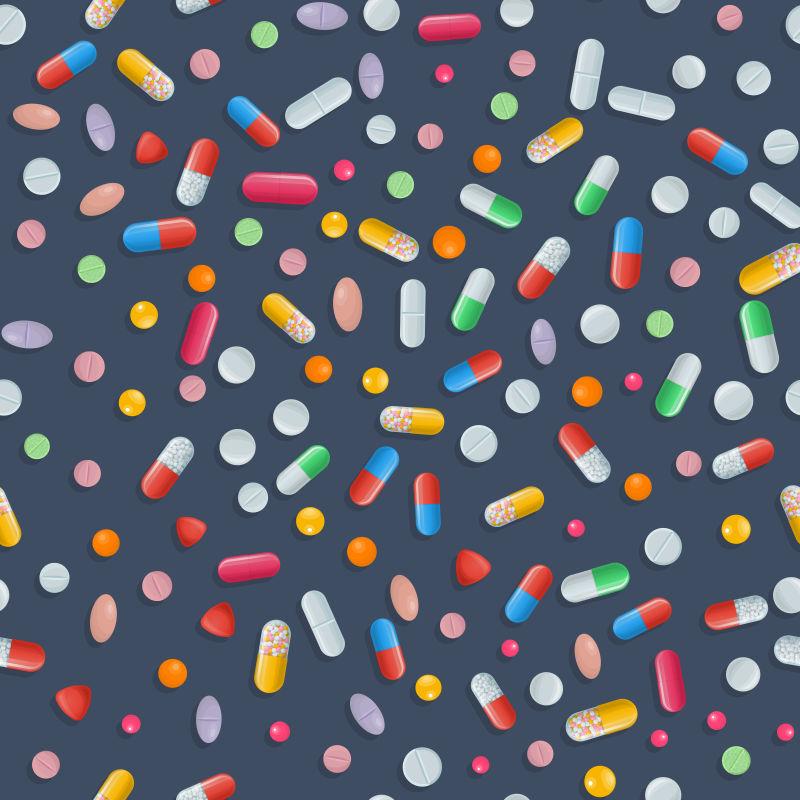 矢量彩色胶囊和药片