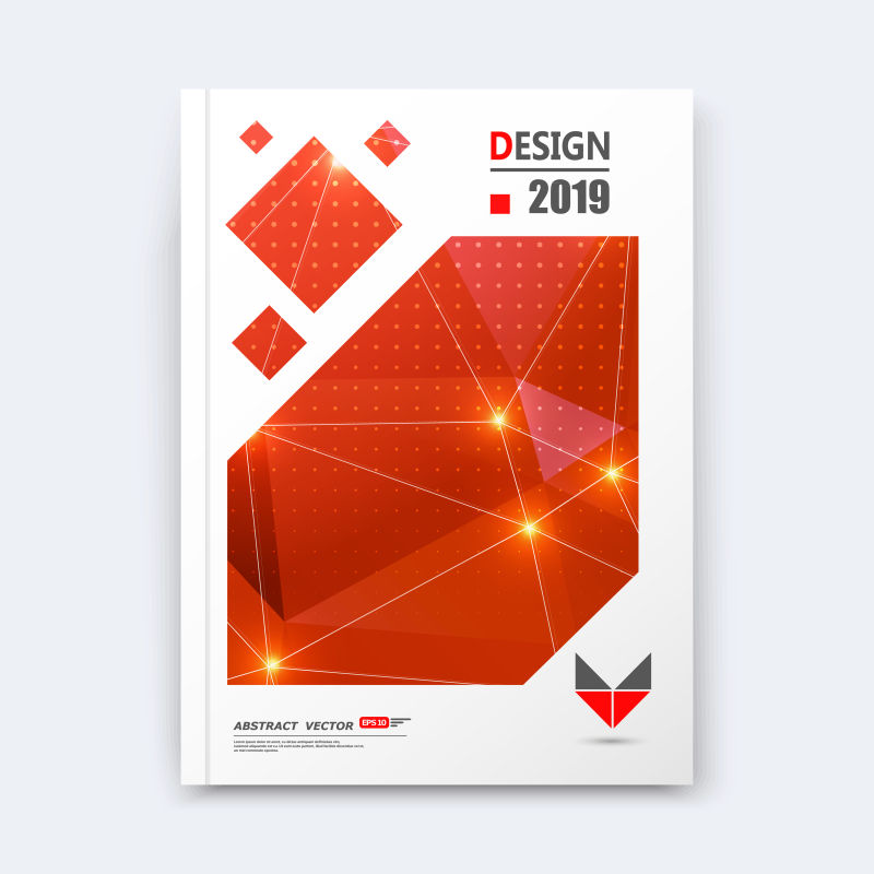抽象矢量红色几何风格的宣传册封面设计