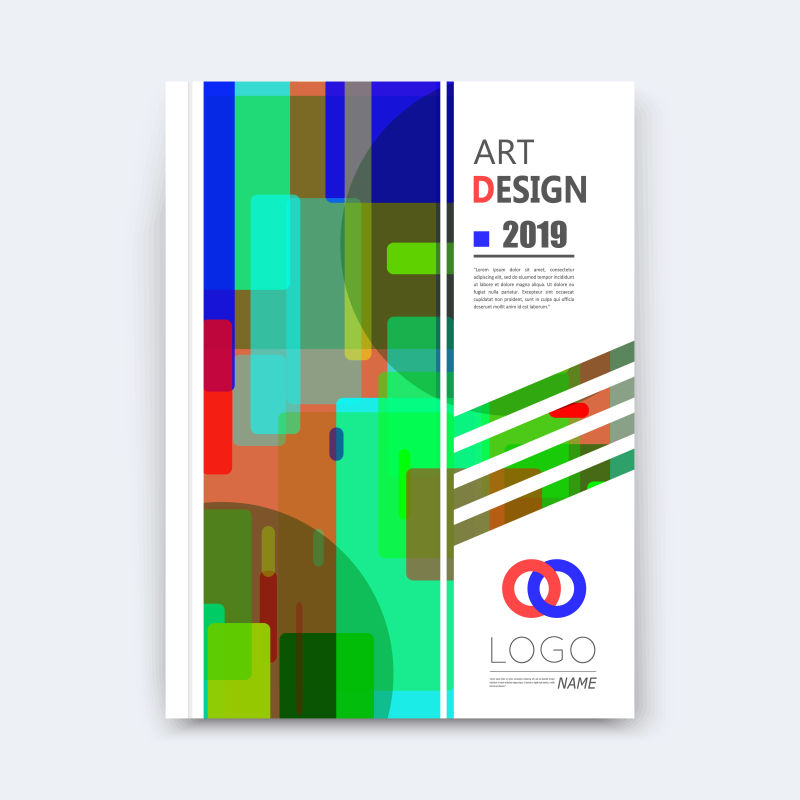 抽象矢量现代彩色几何元素的宣传册封面设计
