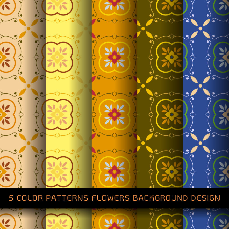 抽象矢量现代几何花卉元素装饰无缝背景