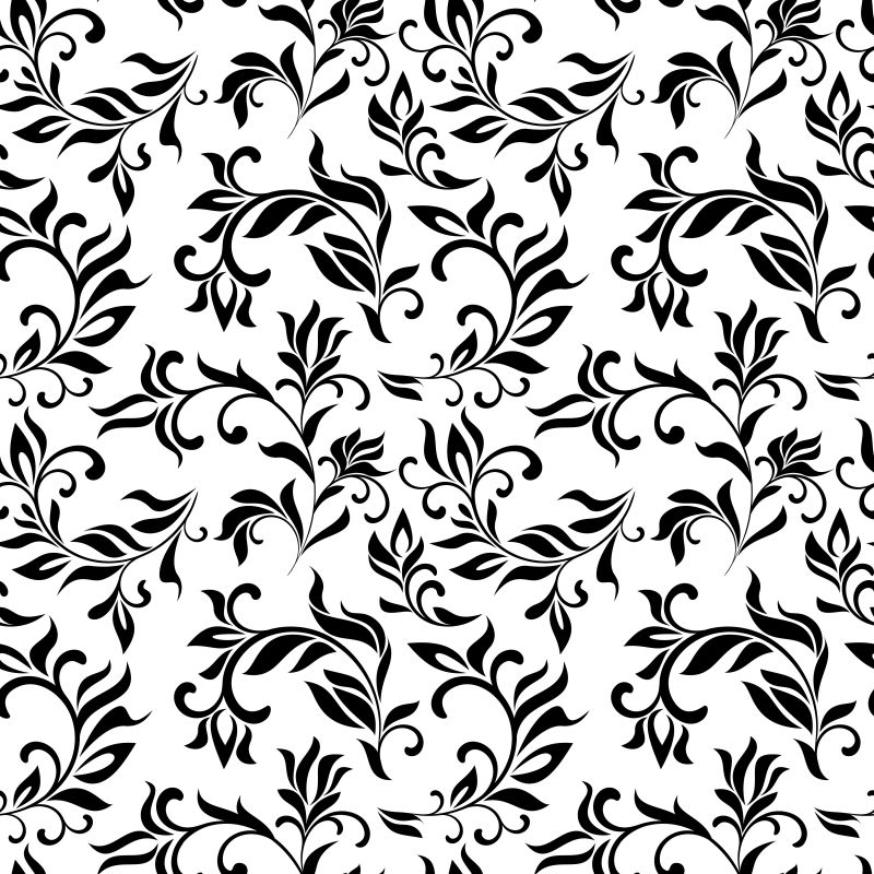 矢量黑色花卉装饰设计无缝背景
