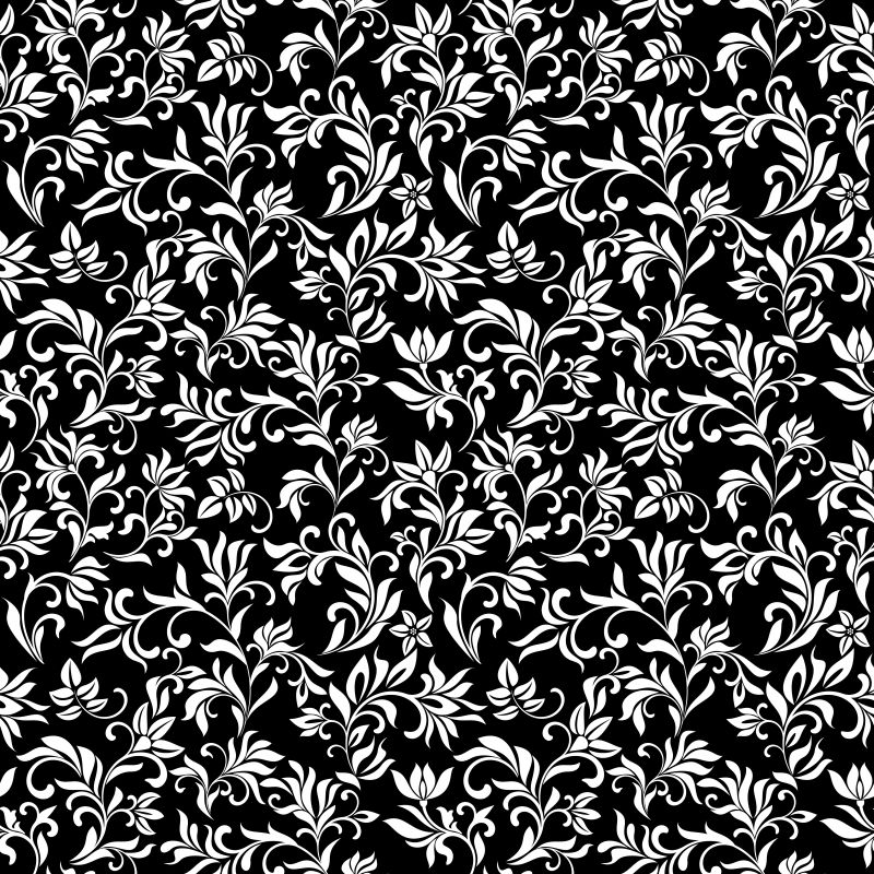 矢量单色花卉装饰无缝设计背景