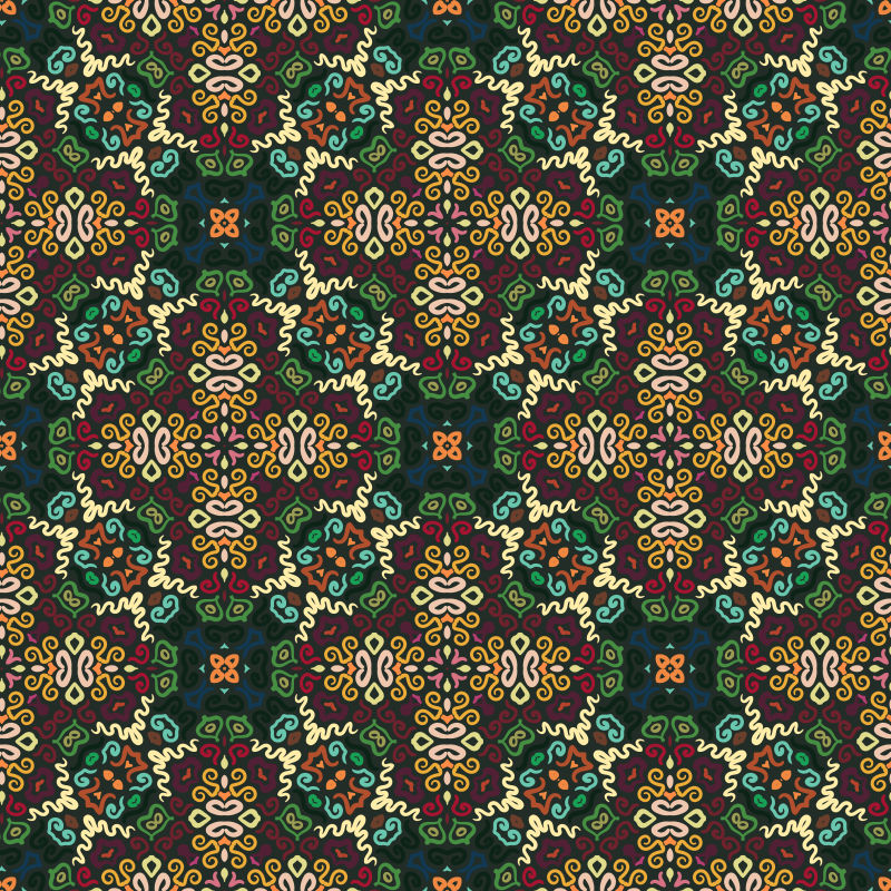 抽象绿色褐色复古花卉元素装饰背景