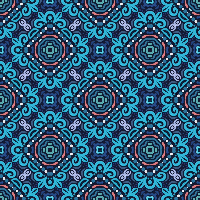 抽象矢量复古蓝色花卉元素设计背景