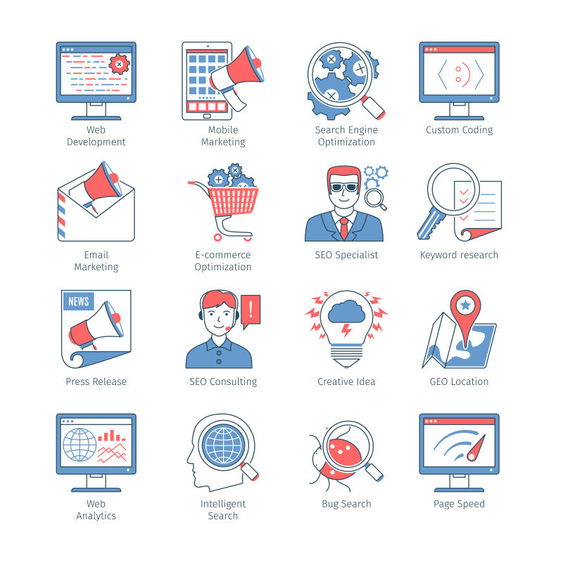 创意矢量红蓝双色的商业图标