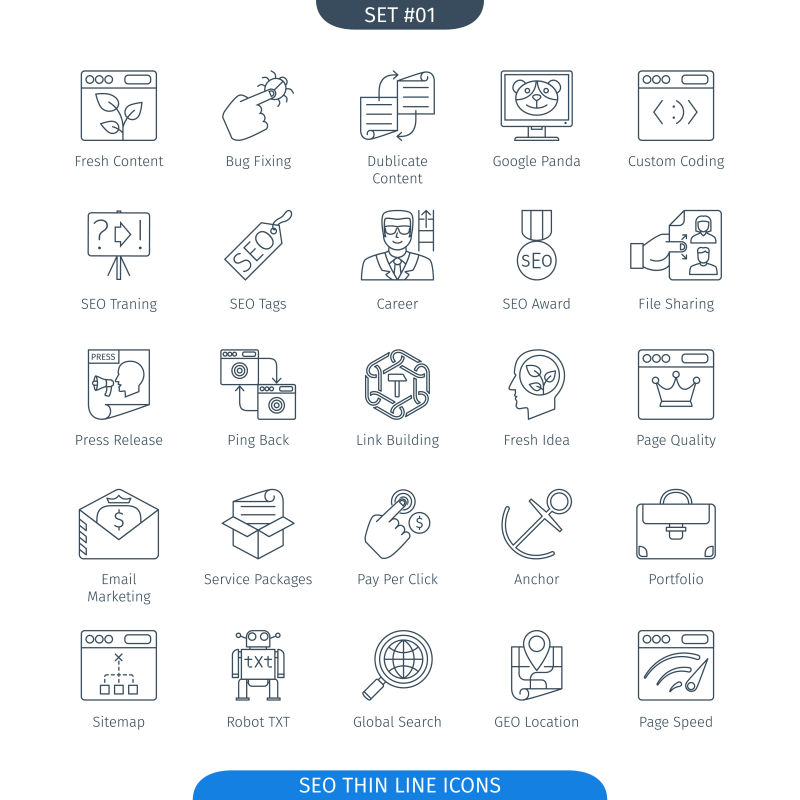 创意矢量细线风格的网络图标设计
