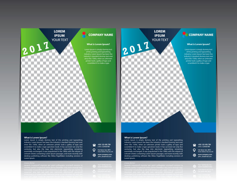 抽象 矢量蓝色绿色年度宣传单