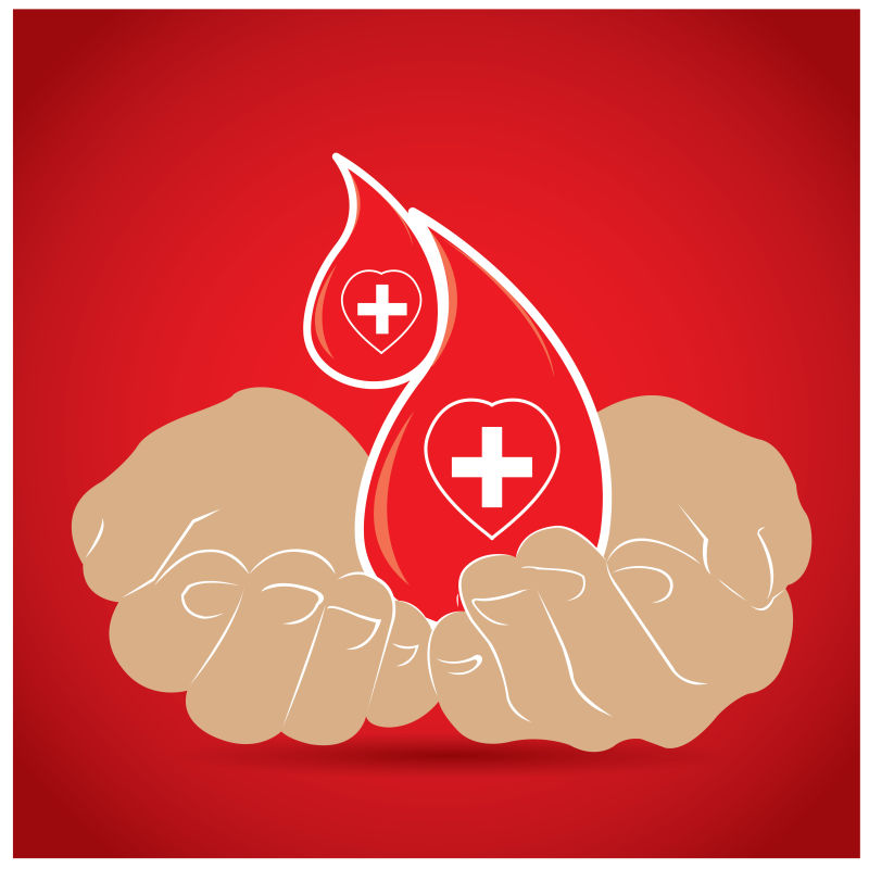 矢量双手守护的献血设计