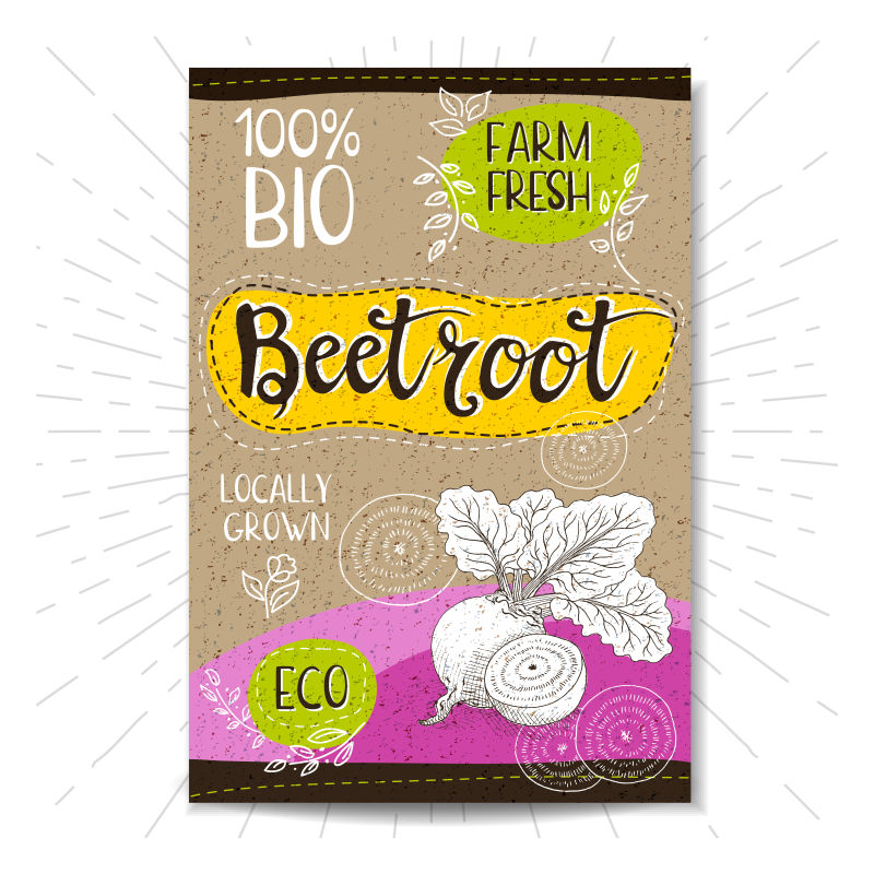 创意矢量手绘甜菜根海报设计