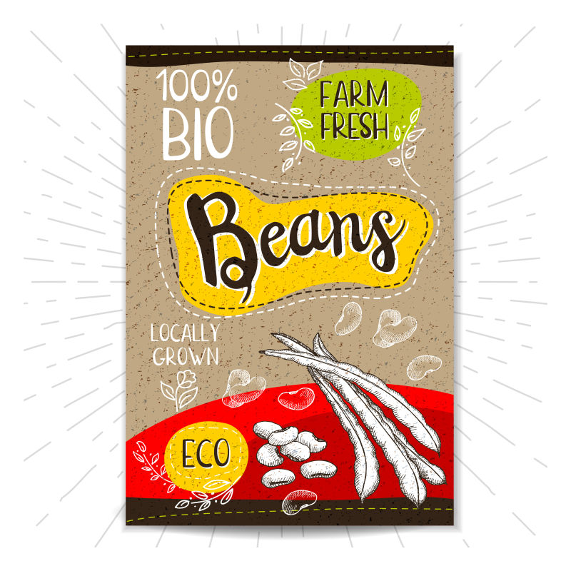 创意矢量手绘扁豆海报设计