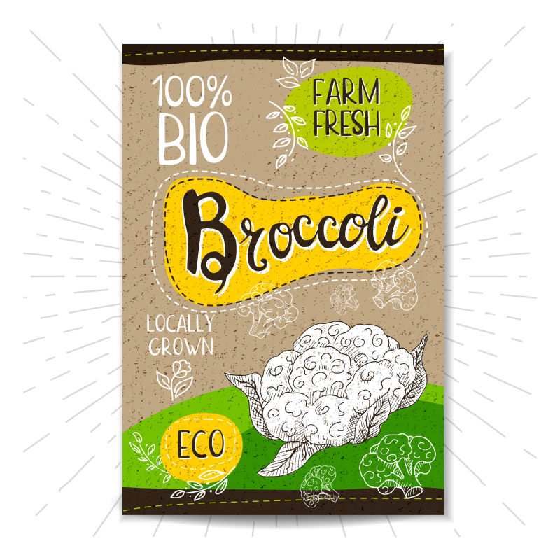 矢量创意手绘花菜海报设计