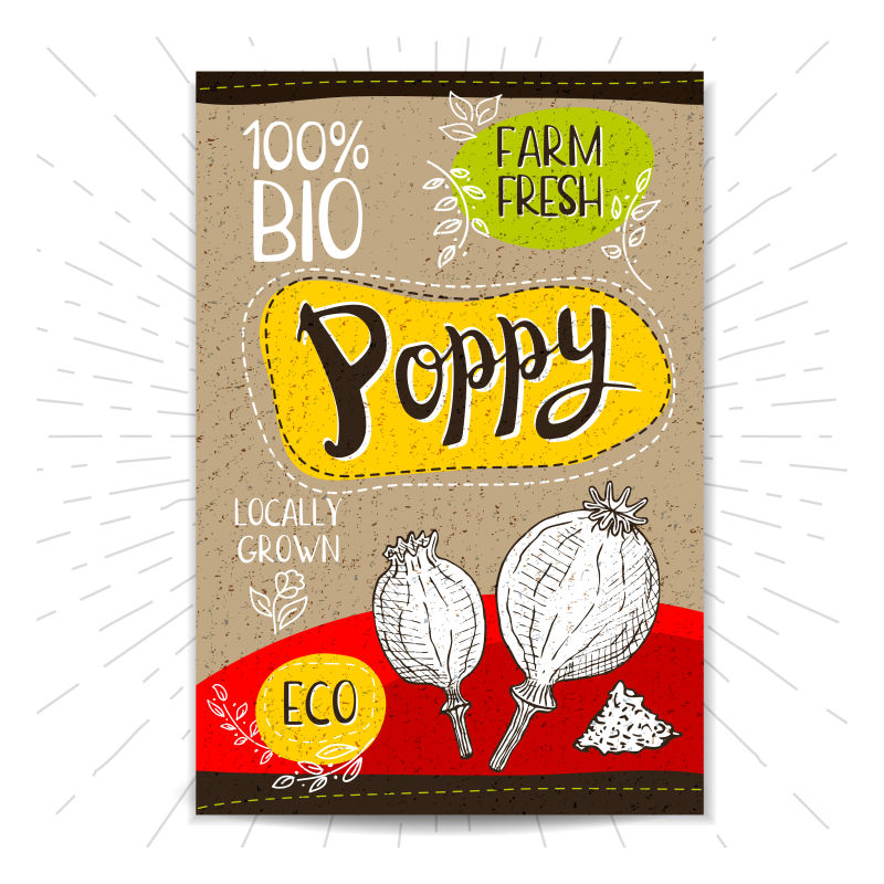 矢量手绘罂粟平面海报设计