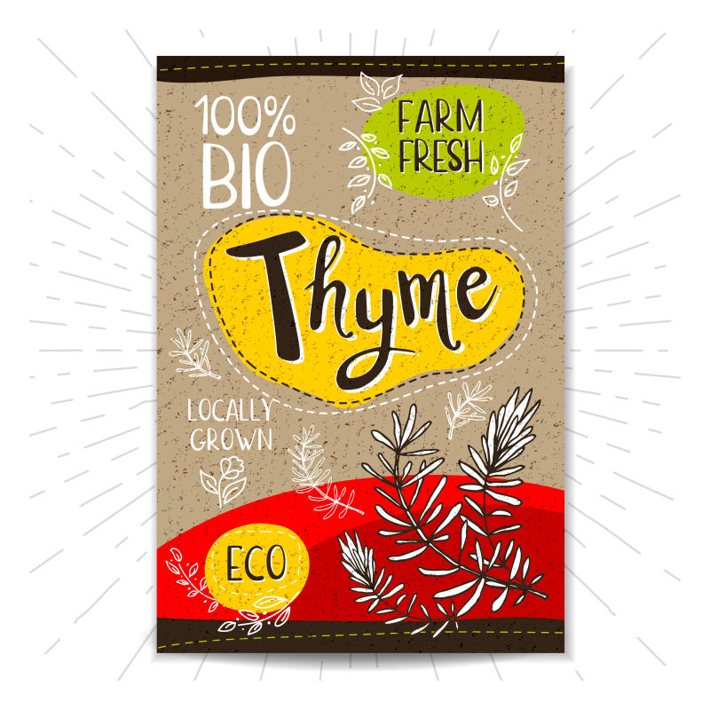 矢量手绘百里香平面海报设计