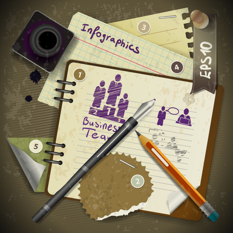 抽象矢量撕毁的纸张信息插图