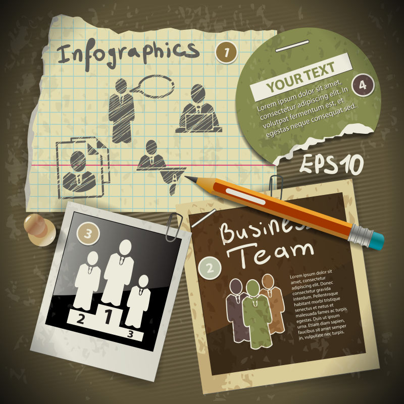 抽象矢量现代撕毁的纸片设计插图