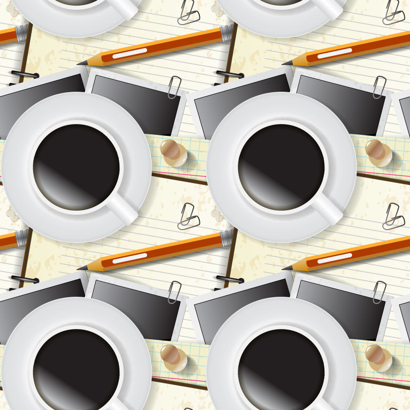 抽象矢量现代咖啡与纸张设计插图