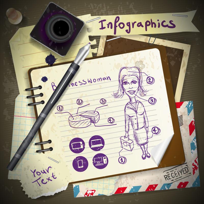 抽象现代撕碎的绘制信息的纸片插图